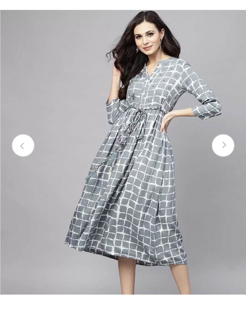 New AKS Checked A-line Dress S